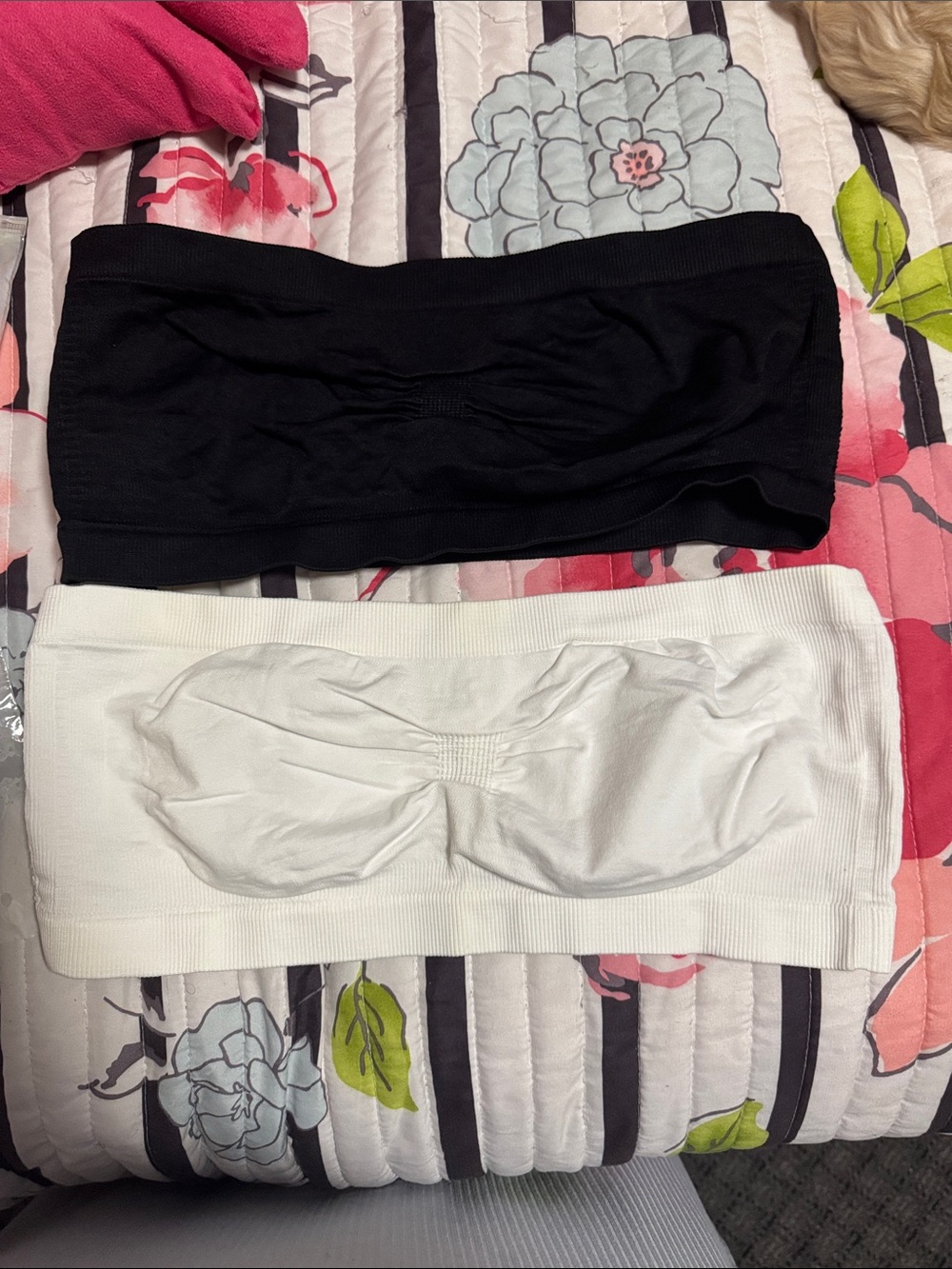Black and White Seamless Strapless Bandeau Bras - 2 Pack